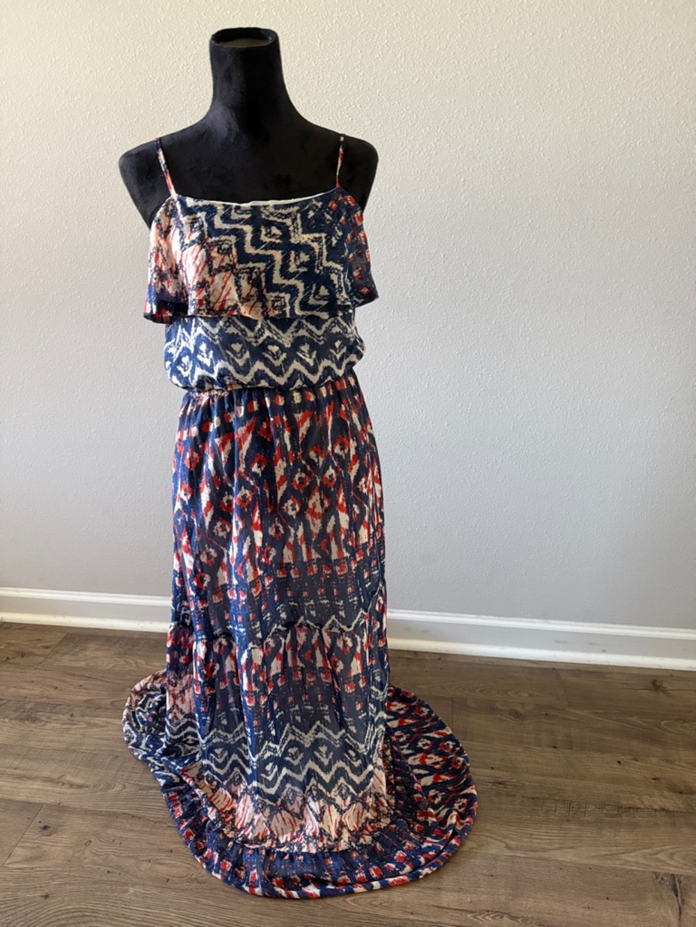 Cato Navy, Coral & Cream Printed Maxi Dress